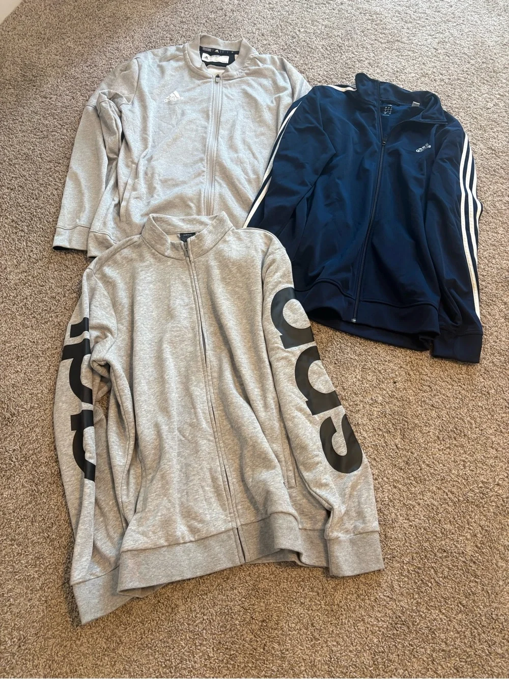 Adidas Men’s Track Jacket Bundle (3) | Full Zip Athletic Jackets | Size L